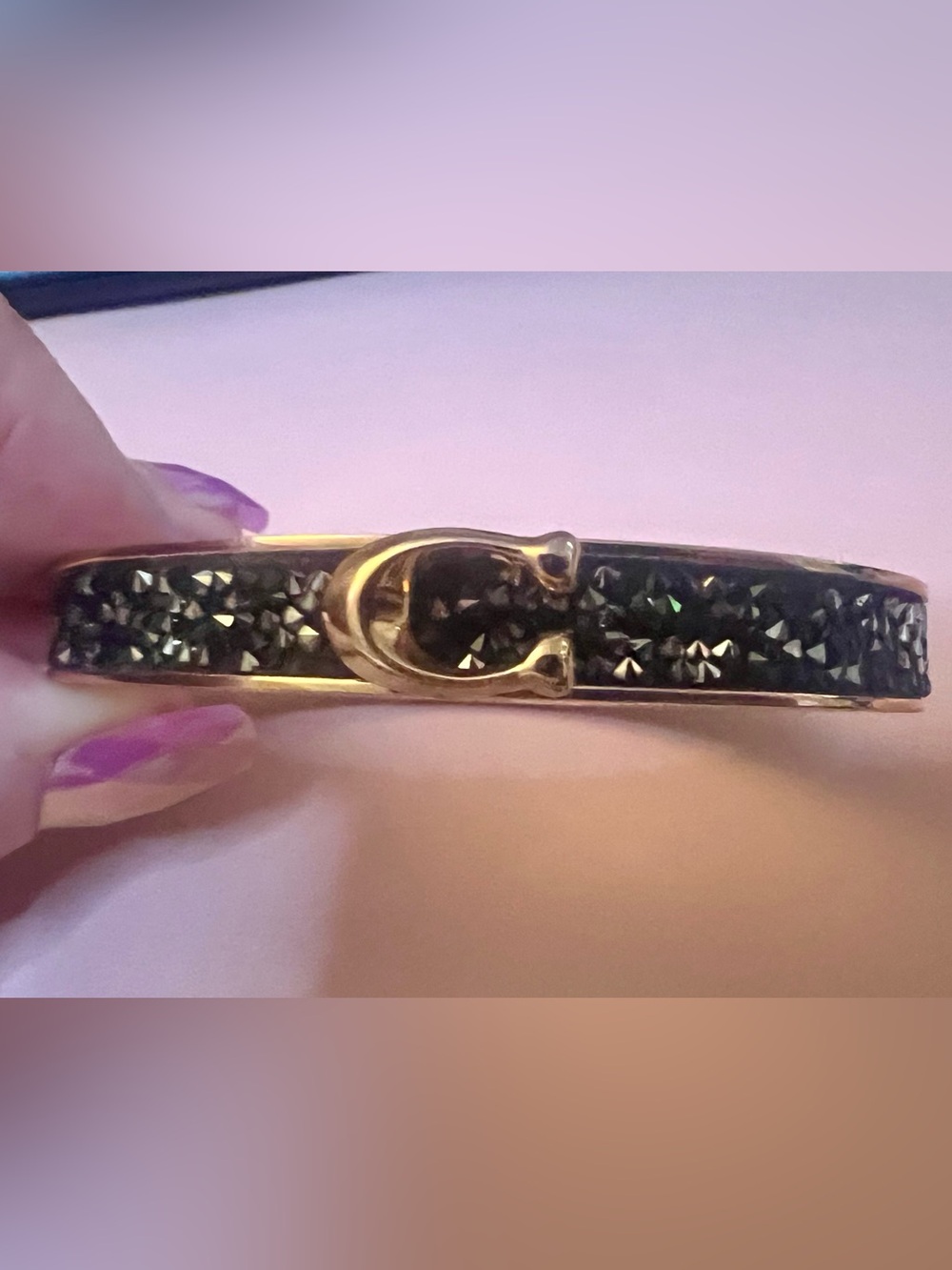 Stunning COACH rose gold + black pavé crystals bracelet